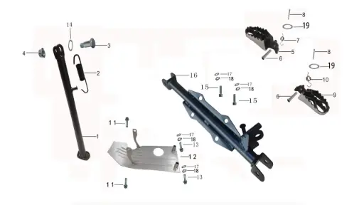 [TD125-A10] TD125-Sidestand & Footpegs Assembly
